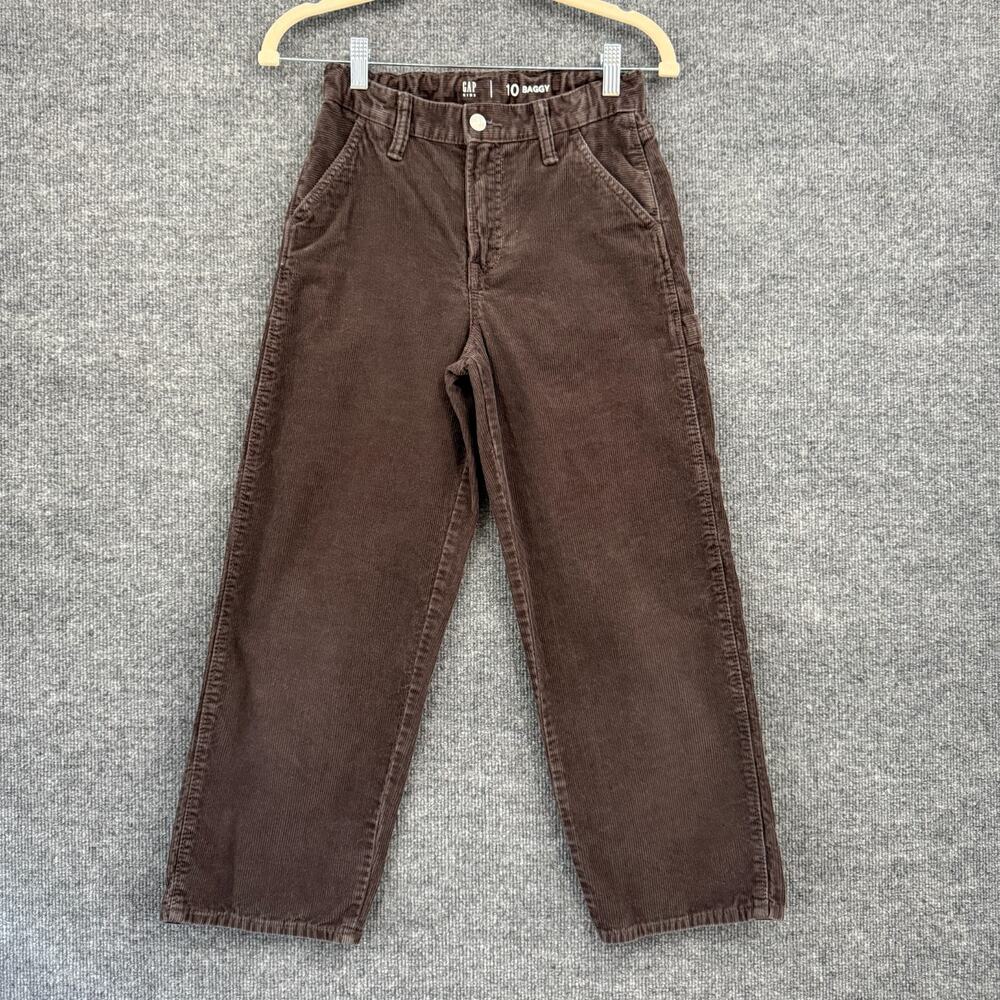 Gap Kids Girls Baggy Corduroy Pants Size 10 Brown Adjustable Waist 100% Cotton